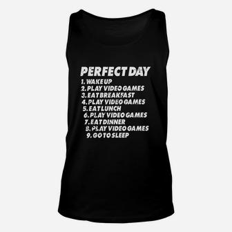 My Perfect Day Play Video Games Lover Funny Cool Gamer Gift Unisex Tank Top - Seseable