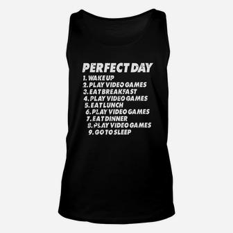 My Perfect Day Play Video Games Lover Funny Cool Gamer Unisex Tank Top - Seseable