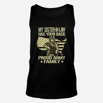 My Sister In Law Has Your Back Proud Army Family Sibling Unisex Tank Top - Seseable