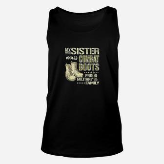 My Sister Wears Combat Boots Proud Military Family Gift Unisex Tank Top - Seseable