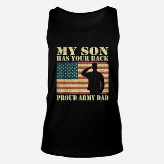 My Son Has Your Back Proud Army Dad Unisex Tank Top - Seseable