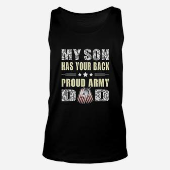 My Son Has Your Back Proud Army Dad Unisex Tank Top - Seseable