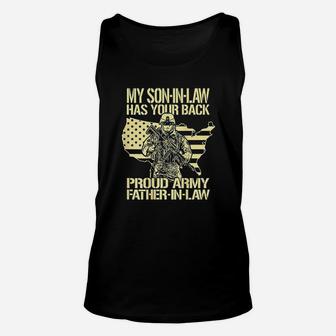My Son In Law Has Your Back Proud Army Father In Law Unisex Tank Top - Seseable
