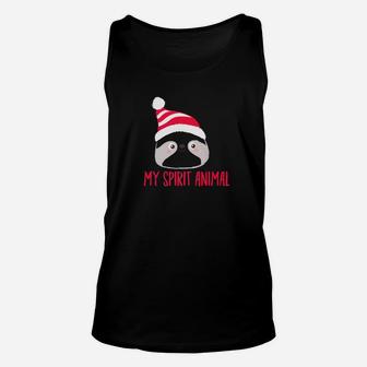 My Spirit Animal Sloth Christmas Hat Holiday Gift Unisex Tank Top - Seseable