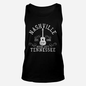 Nashville Tennessee Country Music City Guitar Gift Unisex Tank Top - Seseable