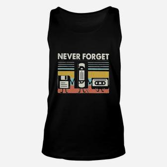 Never Forget Floppy Disk Vhs Cassette Tape Vintage Shirt Unisex Tank Top - Seseable