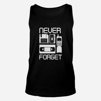 Never Forget The 90s Floppy Disk Flip Phones Vhs And Cassette Tape Classic Unisex Tank Top - Seseable