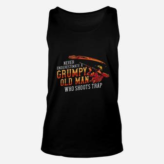 Never Underestimate A Drumpy Old Man Who Shoots Trap Unisex Tank Top - Seseable