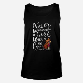 Never Underestimate A Girl With A Cello Cool Gift For Girls Unisex Tank Top - Seseable