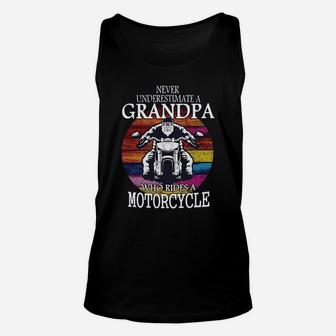 Never Underestimate A Grandpa Who Rides A Motorcycle Vintage Shirt Unisex Tank Top - Seseable