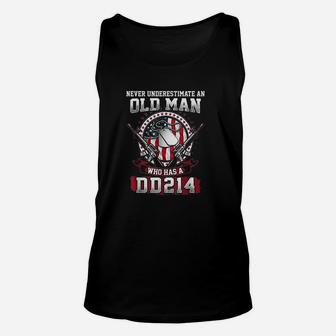 Never Underestimate An Old Man Who Has A Dd214 Unisex Tank Top - Seseable