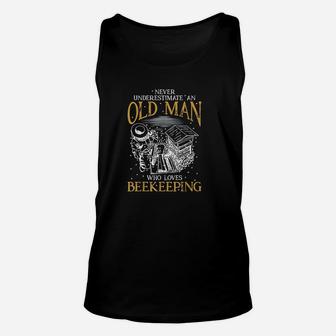 Never Underestimate An Old Man Who Loves Beekeeping Unisex Tank Top - Seseable