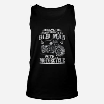 Never Underestimate An Old Man With A Motorcycle Unisex Tank Top - Seseable