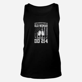 Never Underestimate An Old Woman Who Has Dd214 Unisex Tank Top - Seseable
