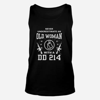 Never Underestimate An Old Woman With A Dd214 Unisex Tank Top - Seseable
