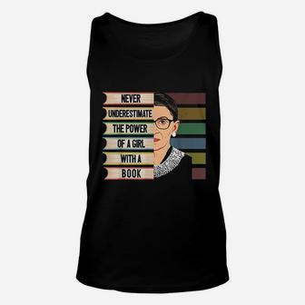 Never Underestimate The Power Of A Girl With Book Unisex Tank Top - Seseable