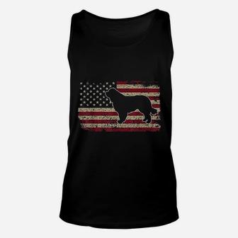 Newfie Dog America Flag Patriotic Dog Lover Gift Unisex Tank Top - Seseable
