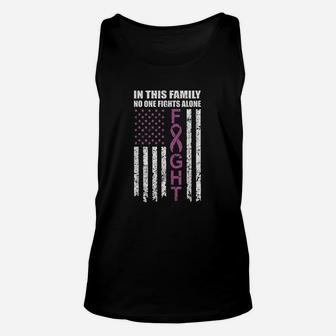 No One Fights Alone Hodgkin Lymphoma Awareness Us Flag Unisex Tank Top - Seseable