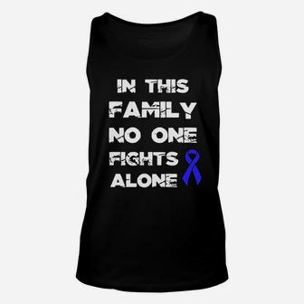 No One Fights Colon Canker Alone Awareness Blue Ribbon Unisex Tank Top - Seseable