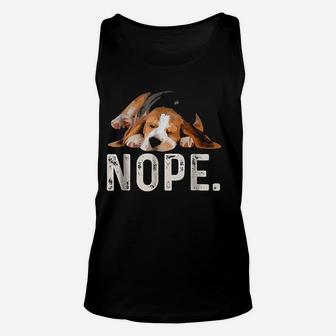 Nope Lazy Beagle Dog Lovers Unisex Tank Top - Seseable