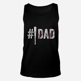 Number 1 Dad Number One Daddy Gift From Son Baseball Lover Unisex Tank Top - Seseable