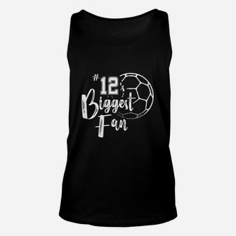 Number 12 Biggest Fan Hirt Soccer Player Mom Dad Family Unisex Tank Top - Seseable