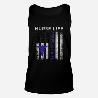Nurse Life And Police Wife Vintage Flag American Unisex Tank Top - Seseable