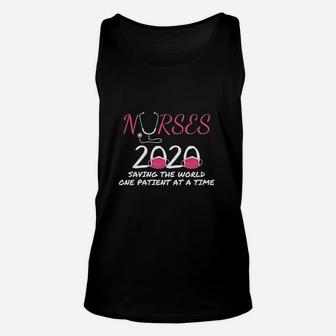 Nurse Nurses 2020 Saving The World One Patient At A Time Unisex Tank Top - Seseable