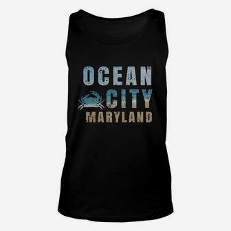Ocean City Maryland T-shirt - Beach Vacation Blue Crab Shore Unisex Tank Top - Seseable
