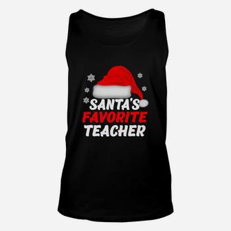 Official Santa’s Favorite Teacher Funny Christmas Women Gift Sweater Unisex Tank Top - Seseable