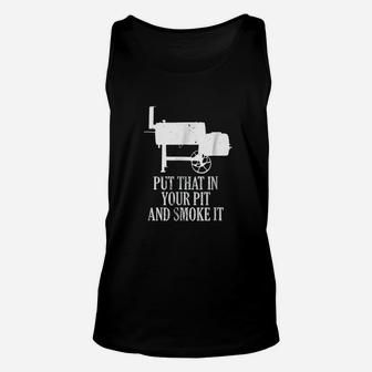 Offset Smoker Bbq Pit Accessory Pitmaster Funny Dad Gift Men Unisex Tank Top - Seseable