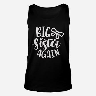 Olive Loves Apple Bow Big Sister Again Sibling Announcement Unisex Tank Top | Seseable UK
