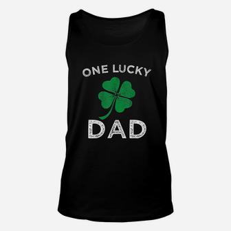 One Lucky Dad St Patricks Day Retro Father Gift Unisex Tank Top - Seseable