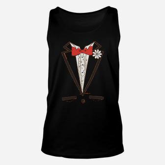 Orange Vintage Tie Tuxedo Unisex Tank Top - Seseable