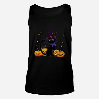 Original Happy Halloween Spooky Pumpkins Halloween Cat Shirt Unisex Tank Top - Seseable