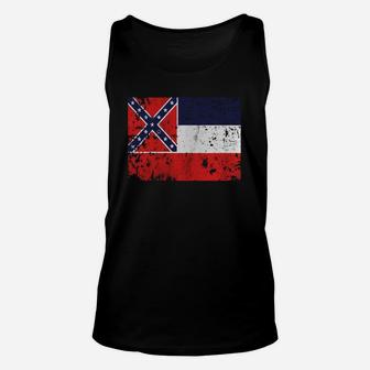 Original Vintage Distressed Mississippi State Flag T-shirt Unisex Tank Top - Seseable