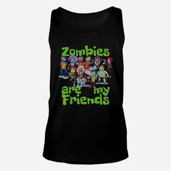 Original Zombies Are My Friends Halloween Unisex Tank Top - Seseable