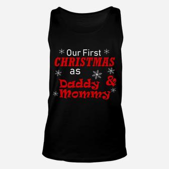 Our First Christmas As Daddy And Mommy Wife Husband Unisex Tank Top - Seseable