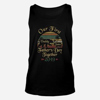 Our First Father Day Together 2019 Bear Vintage Custom Kids Name Unisex Tank Top - Seseable