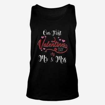 Our First Valentines Day As Mr And Mrs Heart Gift Unisex Tank Top - Seseable