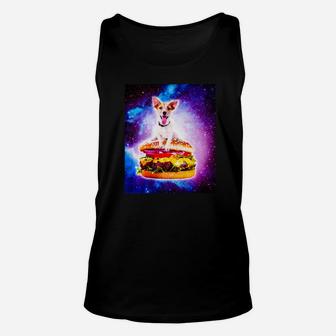 Outer Space Galaxy Dog Riding Burger Premium Unisex Tank Top - Seseable