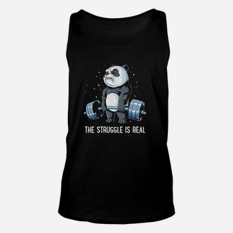 Panda The Struggle Is Real Weightlifting Fitness Gym Funny Unisex Tank Top - Seseable