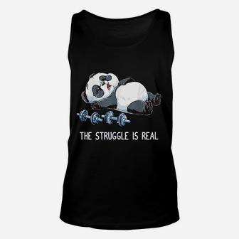 Panda The Struggle Is Real Weightlifting Fitness Gym Funny Unisex Tank Top - Seseable