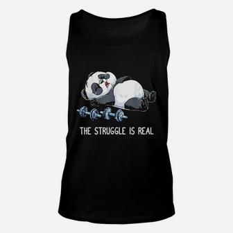 Panda The Struggle Is Real Weightlifting Fitness Gym Unisex Tank Top - Seseable