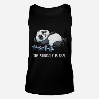 Panda The Struggle Is Real Weightlifting Fitness Unisex Tank Top - Seseable