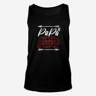 Papa Bear Buffalo Plaid Dad Daddy Fathers Day Gift Unisex Tank Top - Seseable