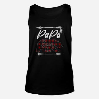 Papa Bear Buffalo Plaid Dad Daddy Fathers Day Men Gift Unisex Tank Top - Seseable