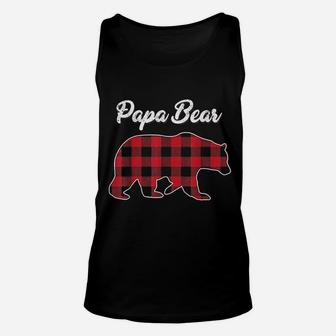 Papa Bear Christmas Pajama Red Plaid Buffalo Family Gift T Unisex Tank Top - Seseable