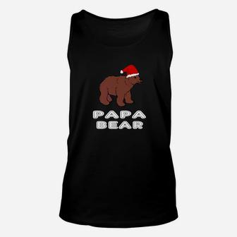 Papa Bear Christmas Santa Hat Family Matching Pajama Unisex Tank Top - Seseable