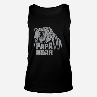 Papa Bear Daddy Father Roaring Grizzly Fathers Day Gift Unisex Tank Top - Seseable